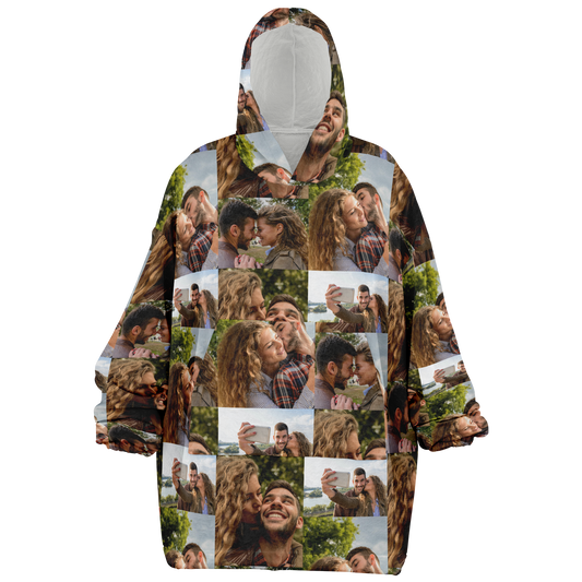 Custom Photo Upload Couples Blanket Hoodie, Custom Couples Gift, Valentine's Day Hoodie, Engagements, Anniversaries, Bachelorette's