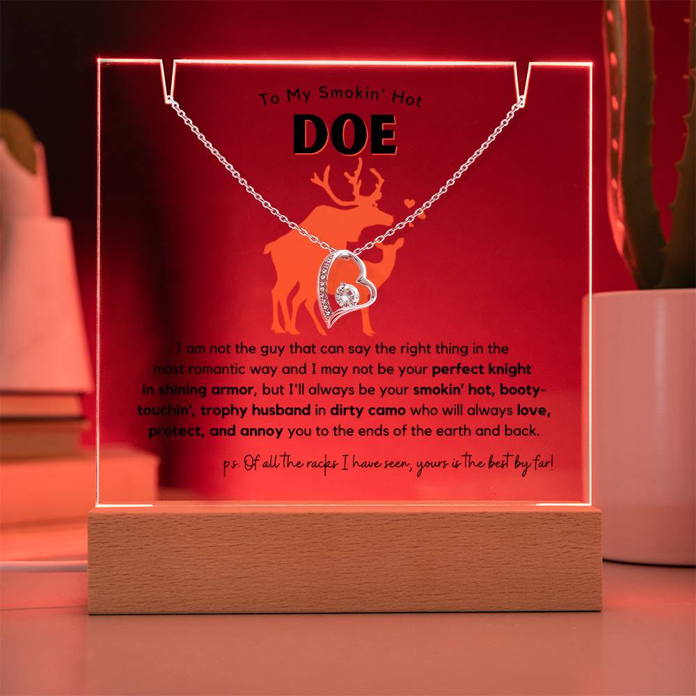 Hilarious Smokin' Hot Doe, Trophy Husband Acrylic Plaque + Necklace