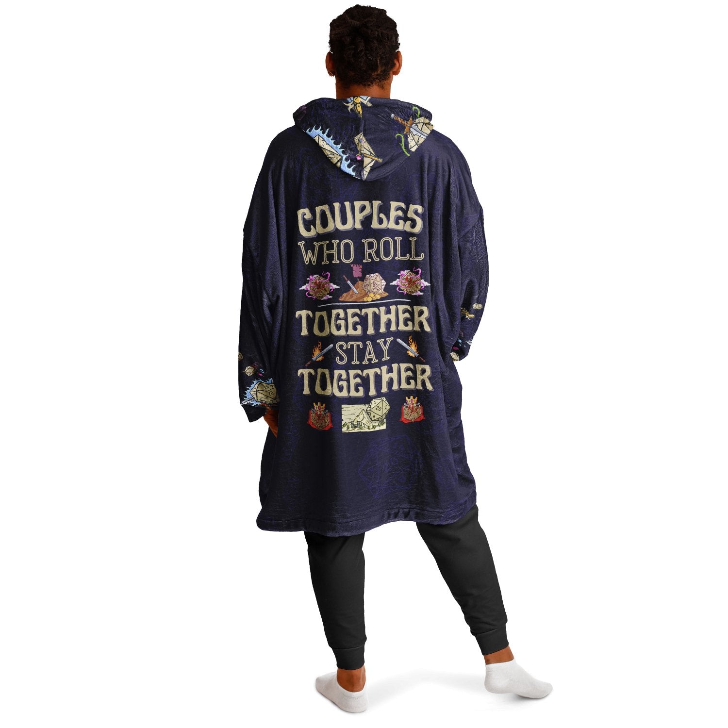 Couples Who Roll Together Stay Together All Over Print Super Hoodie Hooded Blanket - chaosandthunder