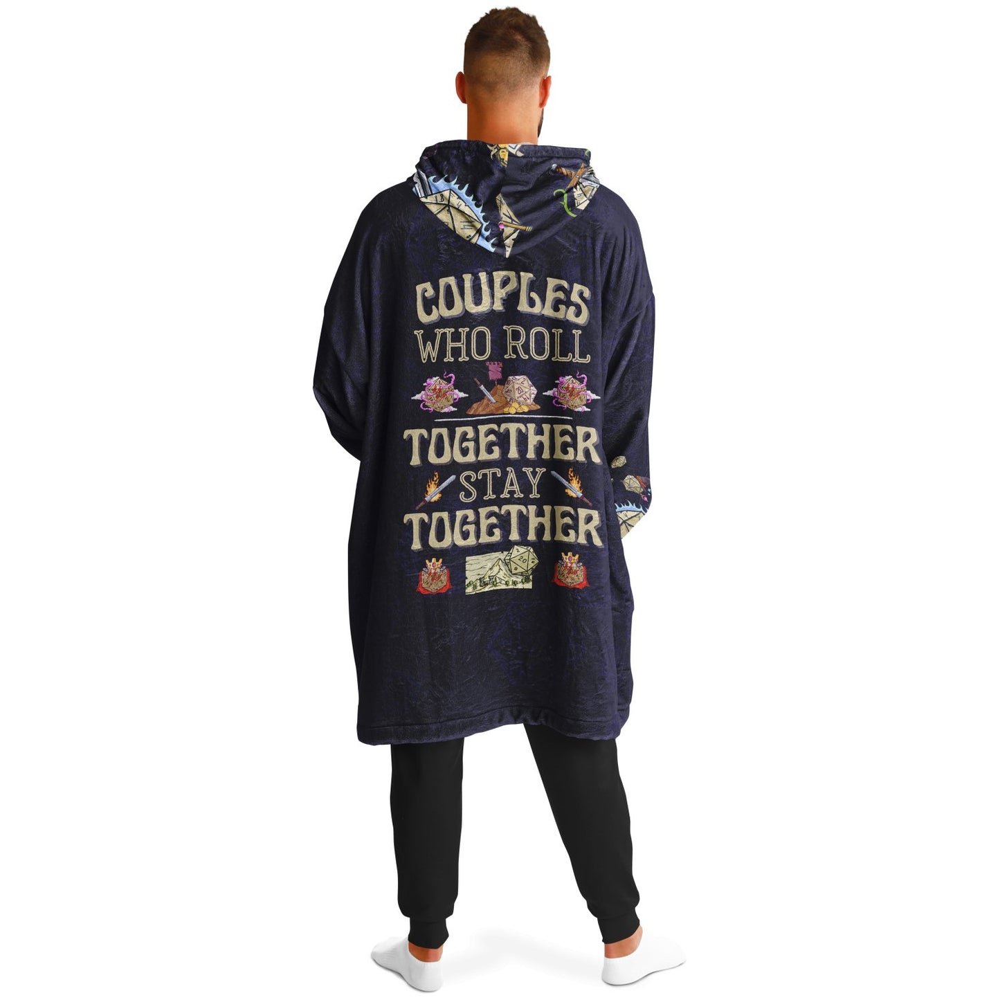 Couples Who Roll Together Stay Together All Over Print Super Hoodie Hooded Blanket - chaosandthunder