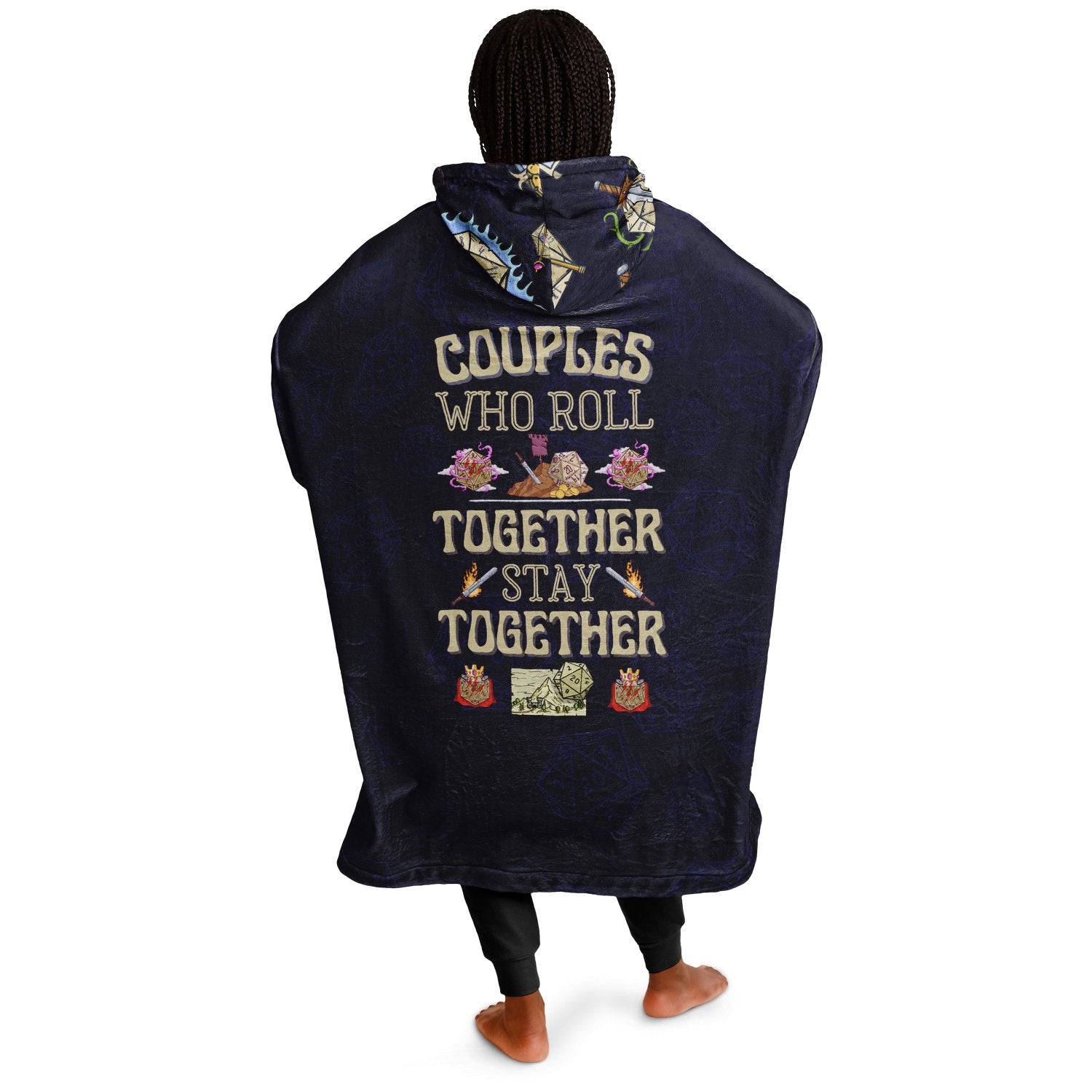 Couples Who Roll Together Stay Together All Over Print Super Hoodie Hooded Blanket - chaosandthunder