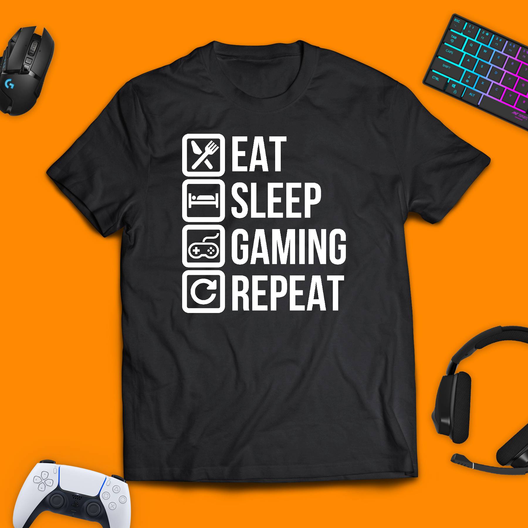 Eat, Sleep, Gaming, Repeat T - shirt - chaosandthunder